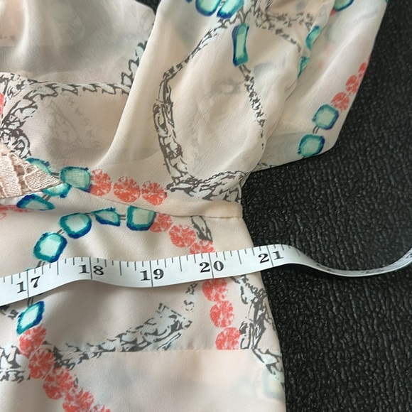 Elegant Women's Sheer Blouse - Cream with Multicolor Accents - Picture 6 of 7